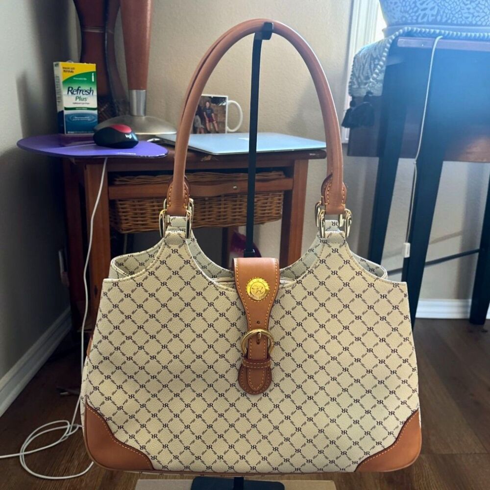 RIONI Moda Italia Signature Monogram Structured Satchel Shoulder Bag